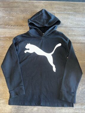 Puma Black Hoodie with White Puma Cat Logo